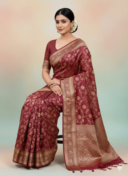 Banarasi Dyeable Semi Dupion Saree