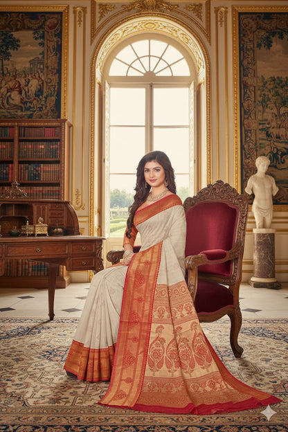 Silk Sari/Saree Tissue silk Kanjivaram Style Festive Partywear Unstitched Blouse pc