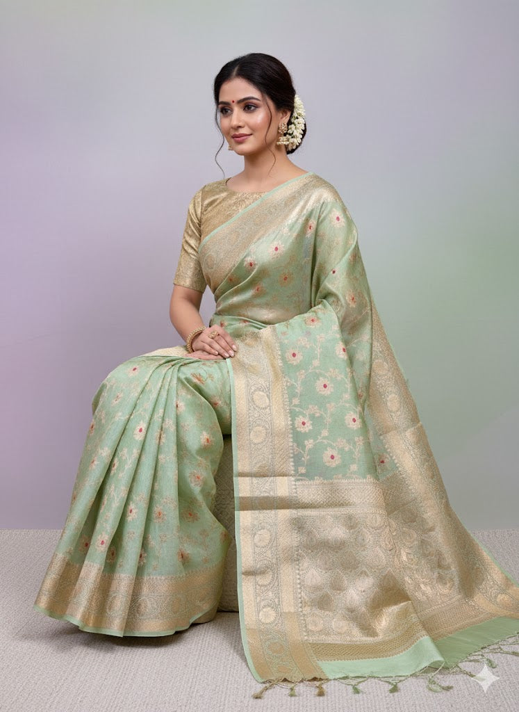 Banarasi Dyeable Semi Dupion Saree