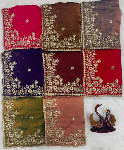 Frendy Chiffon Beautiful Sequence Embroidery Saree (D-0311)