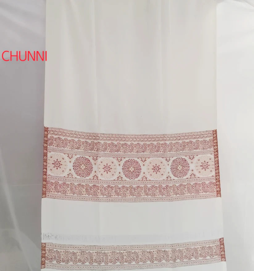Traditional Unstitched Zari Suit For Women  - Ivory Indian Silk | Premium Silk