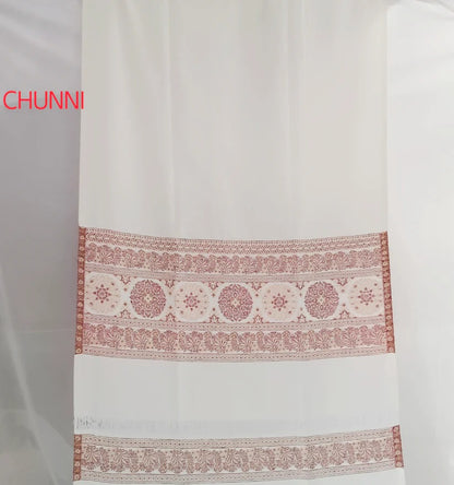 Traditional Unstitched Zari Suit For Women  - Ivory Indian Silk | Premium Silk