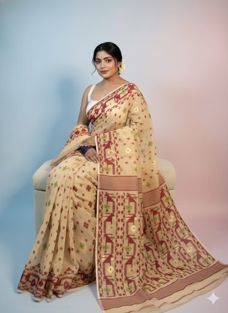 Premium Resham Dhakai Jamdani Saree