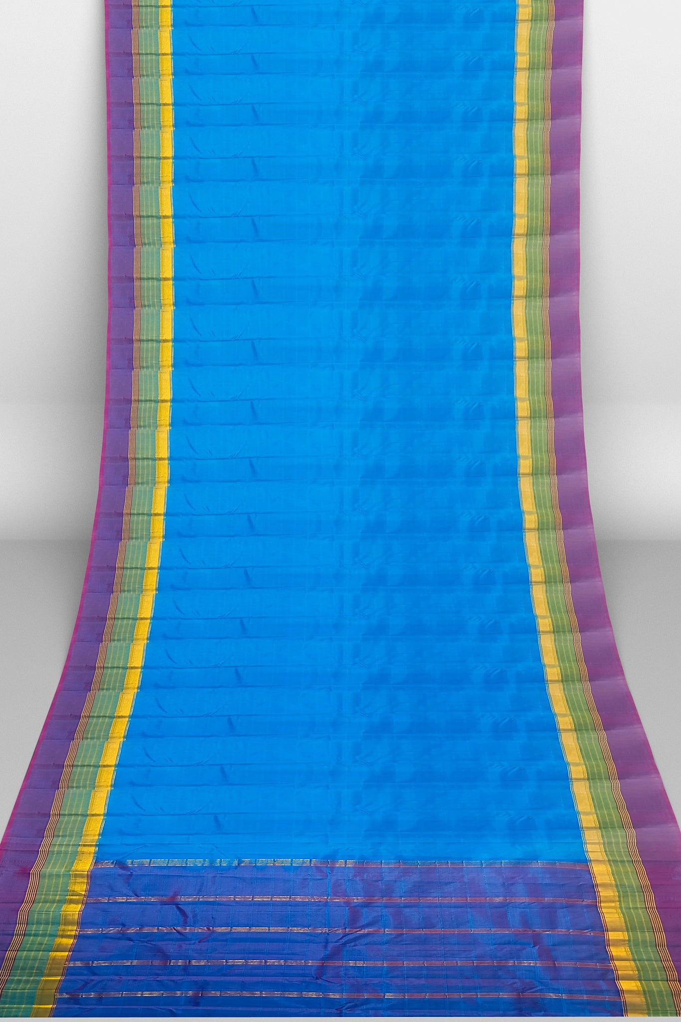 Women's Soft Silk Blue Border SkyBlue Saree Kanjivaram Style Sari