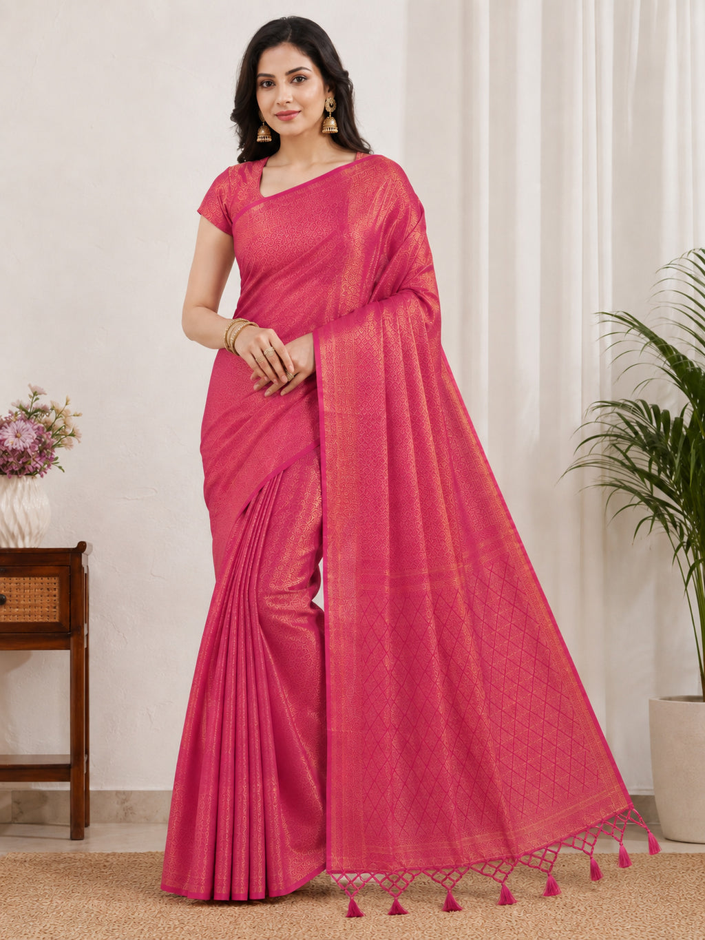 Soft Silk Woven design Tassels Saree