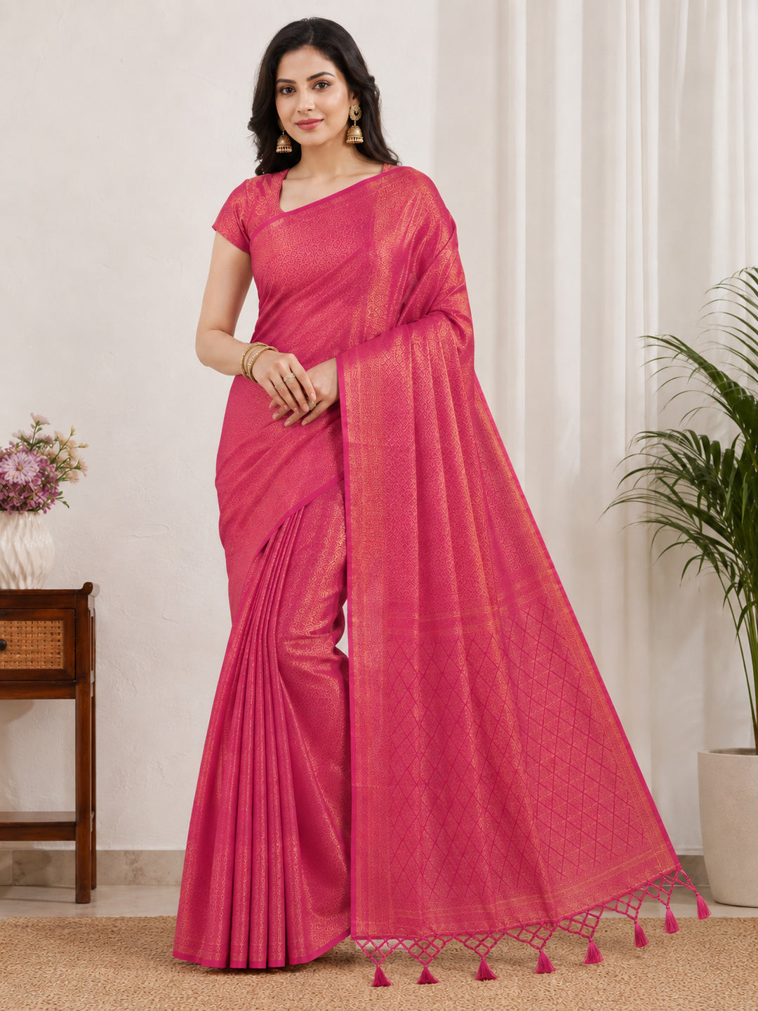 Soft Silk Woven design Tassels Saree