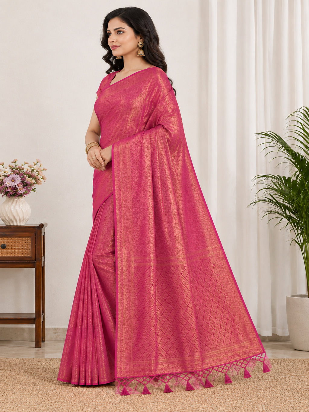 Soft Silk Woven design Tassels Saree