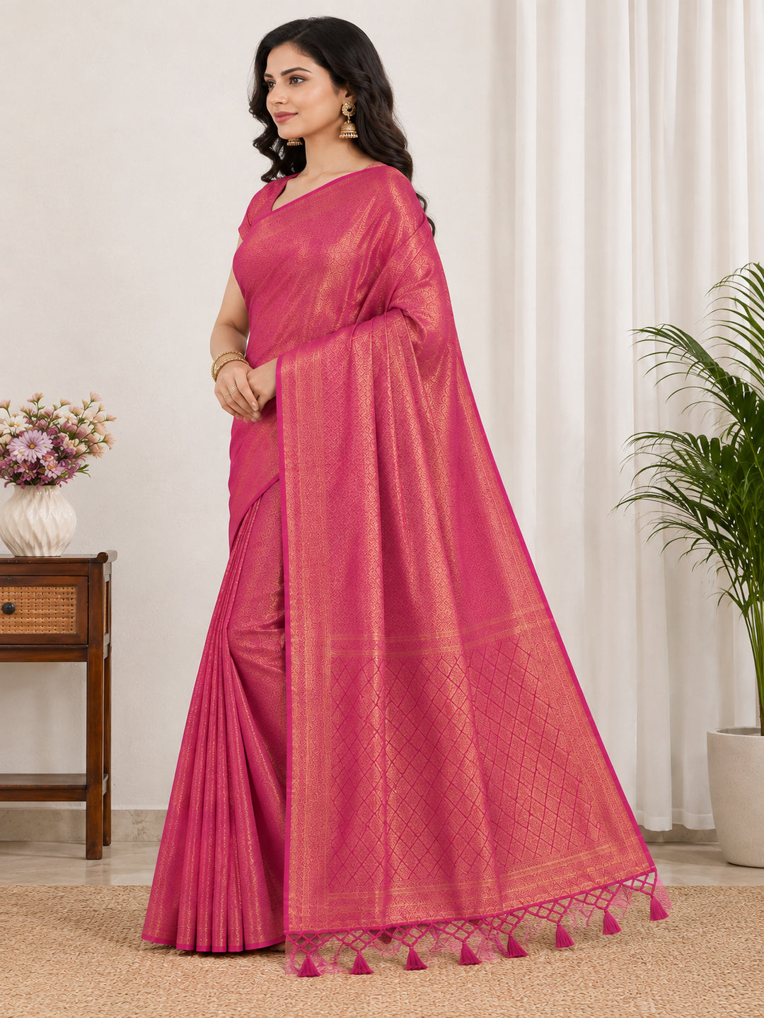 Soft Silk Woven design Tassels Saree