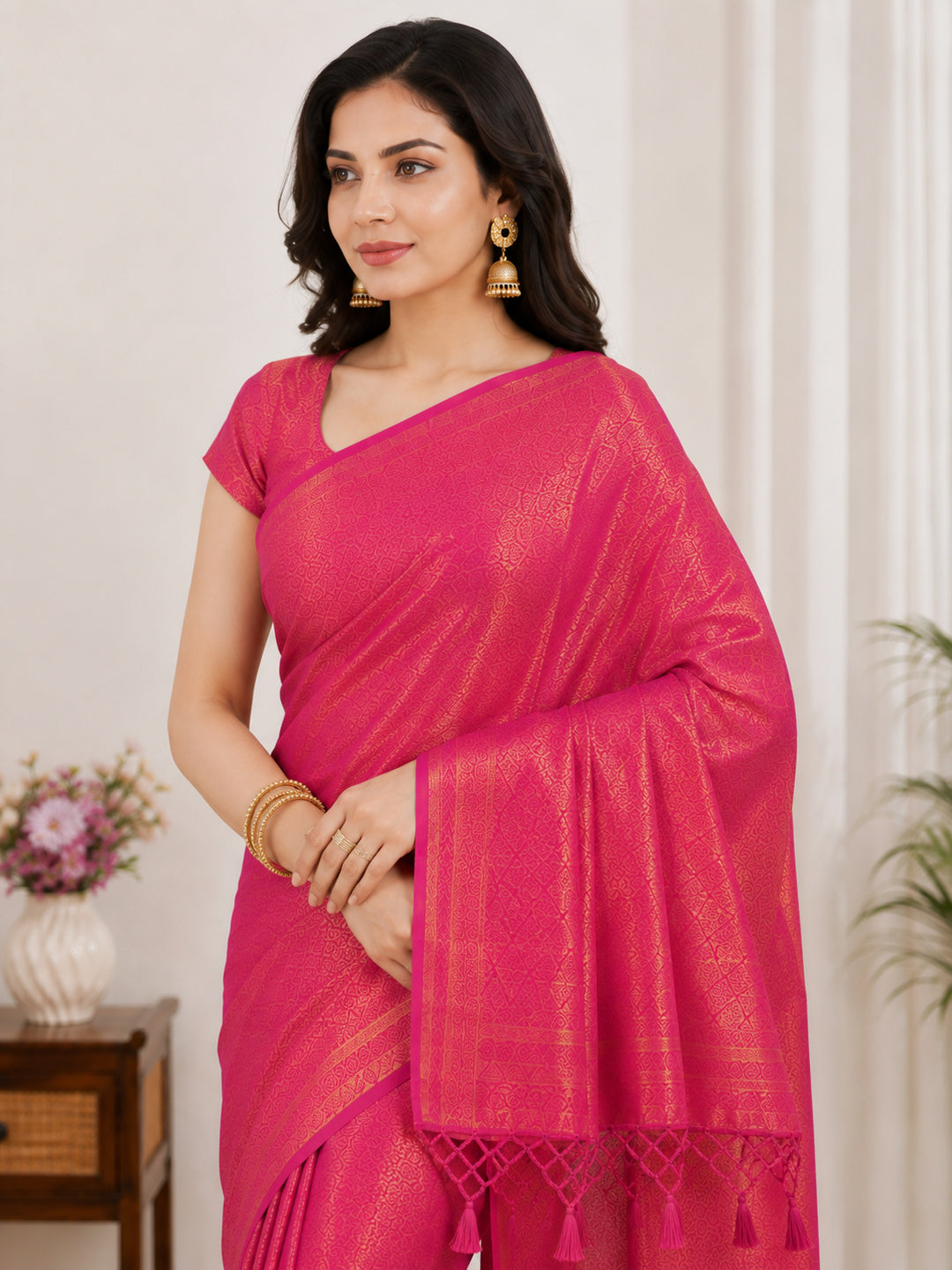 Soft Silk Woven design Tassels Saree
