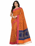 Soft Silk  Floral & Peacock Printed Tassels Sequins Work Saree/Sari