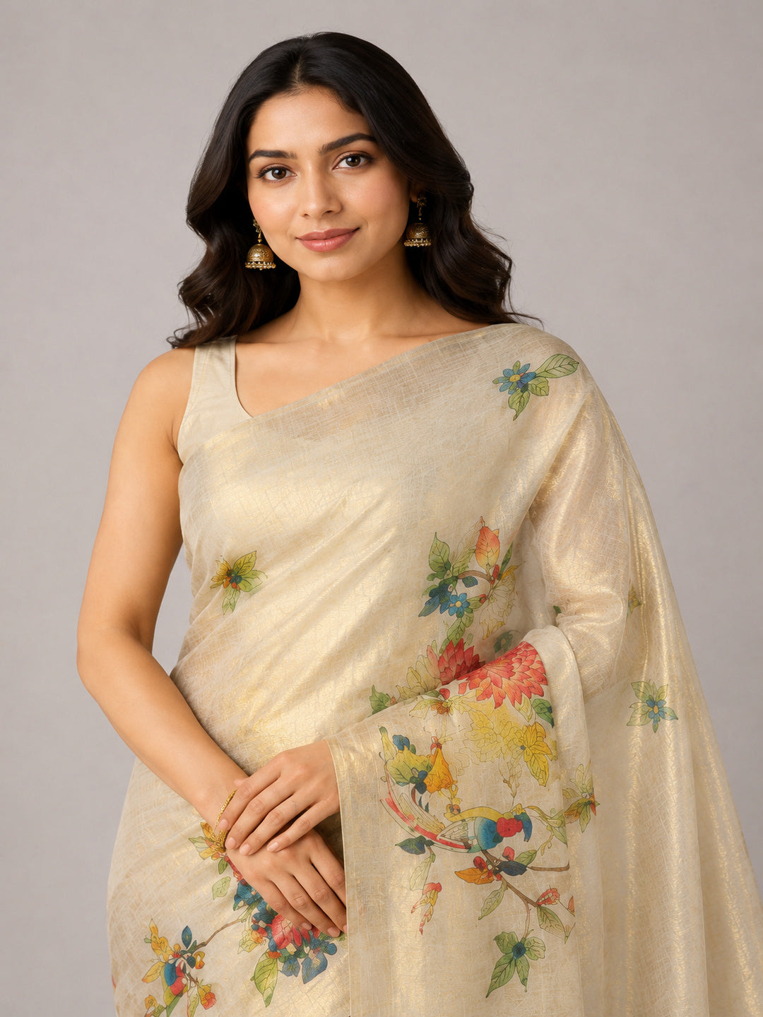 Cotton Silk Floral Woven Design saree with Woven Design Border