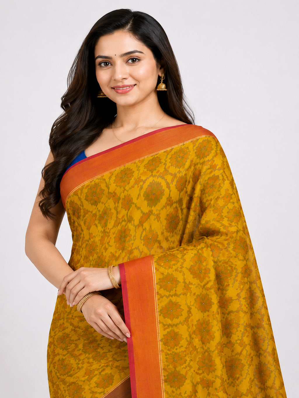 Soft Silk  Floral & Peacock Printed Tassels Sequins Work Saree/Sari
