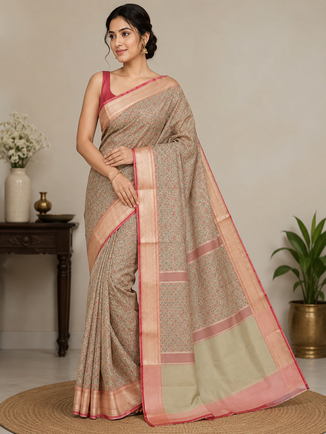 Soft Silk Multicolor Woven Design Saree with Unstitched Blouse