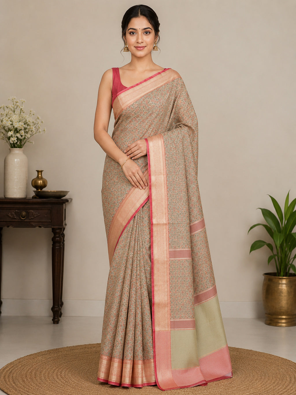 Soft Silk Multicolor Woven Design Saree with Unstitched Blouse