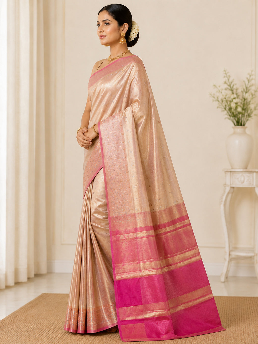 Silk Sari/Saree Tissue silk Style Festive Unstitched Blouse pc
