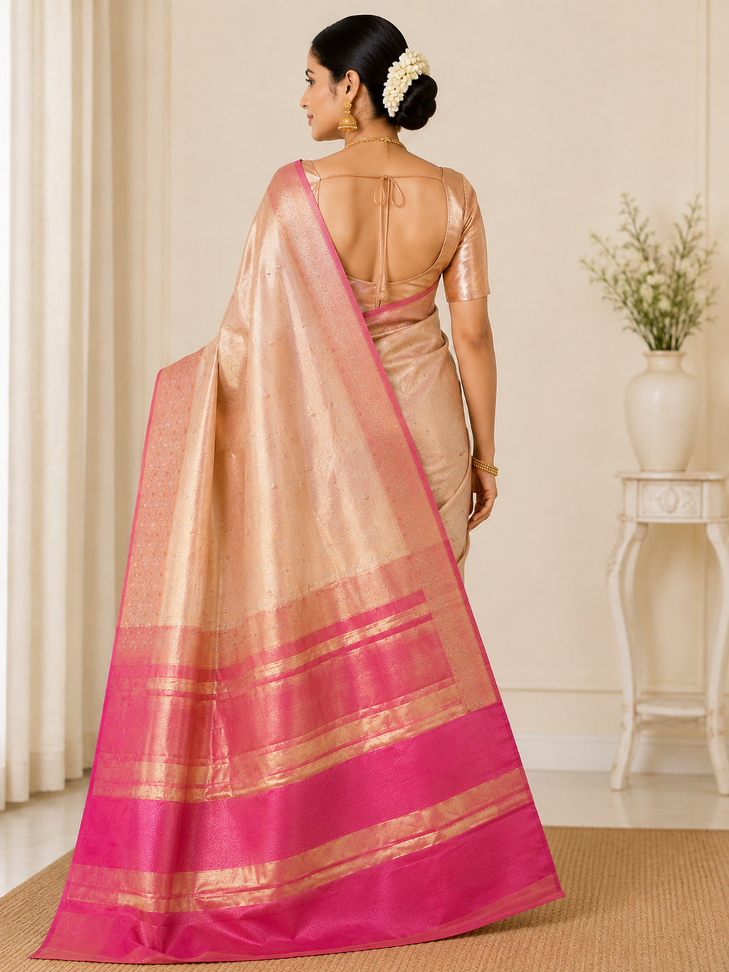 Silk Sari/Saree Tissue silk Style Festive Unstitched Blouse pc