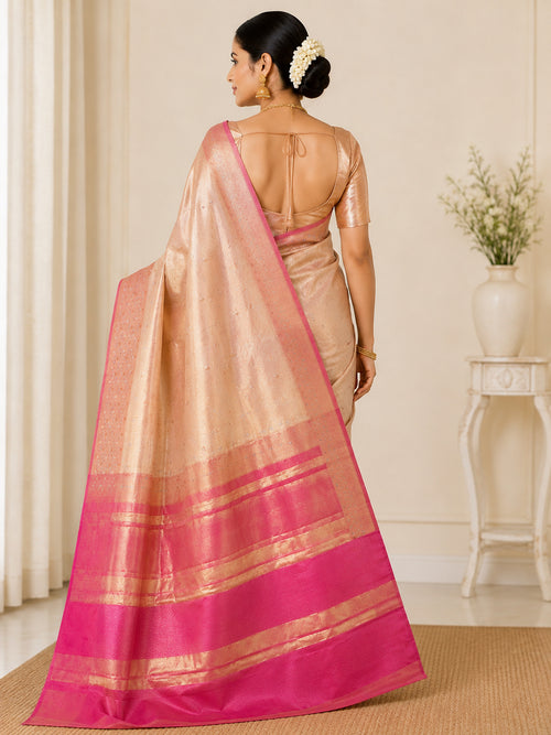 Silk Sari/Saree Tissue silk Style Festive Unstitched Blouse pc