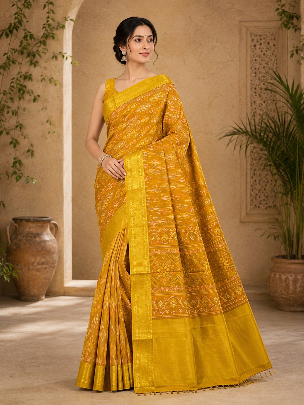 Cotton Silk Saree/Sari Potola Style Partywear Saree
