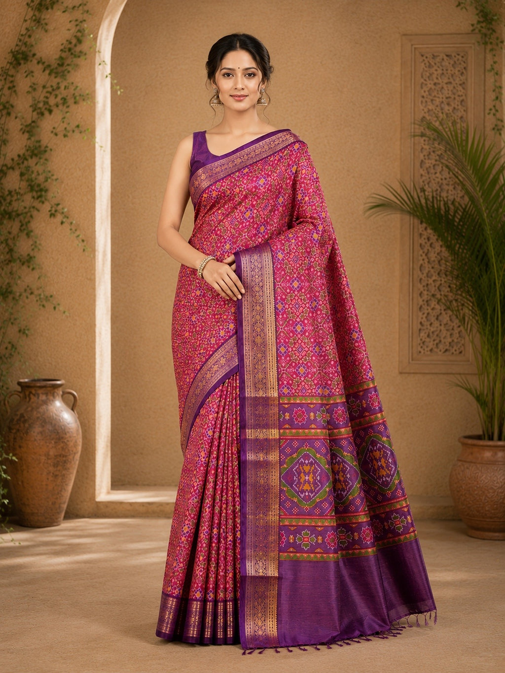 Cotton Silk Saree/Sari Potola Style Partywear Saree