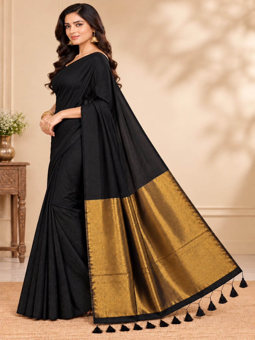 Zari Pure Cotton Designer Khadi Saree