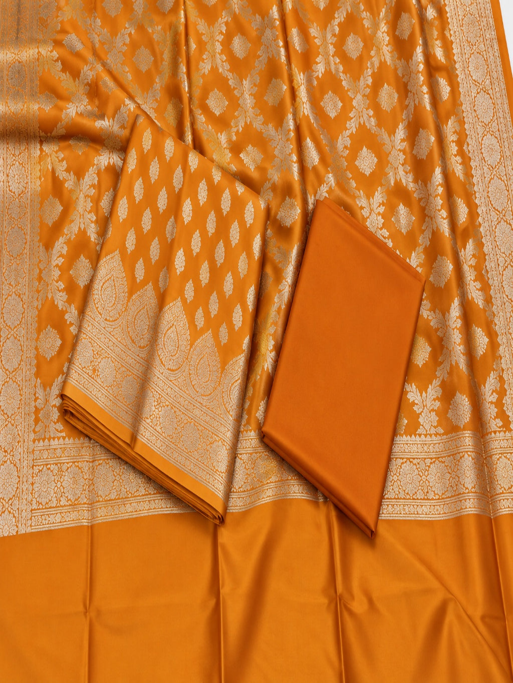 Banarasi Cotton Silk 3pc Unstitched Suit Zari Weaving Suit