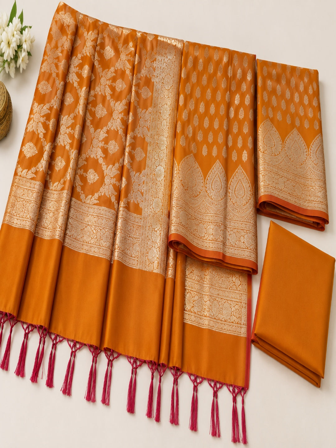 Banarasi Cotton Silk 3pc Unstitched Suit Zari Weaving Suit
