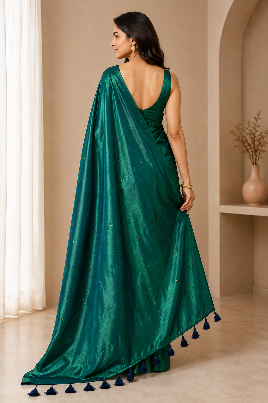 Pure soft Raga Tissue cotton Golden Sequin Saree