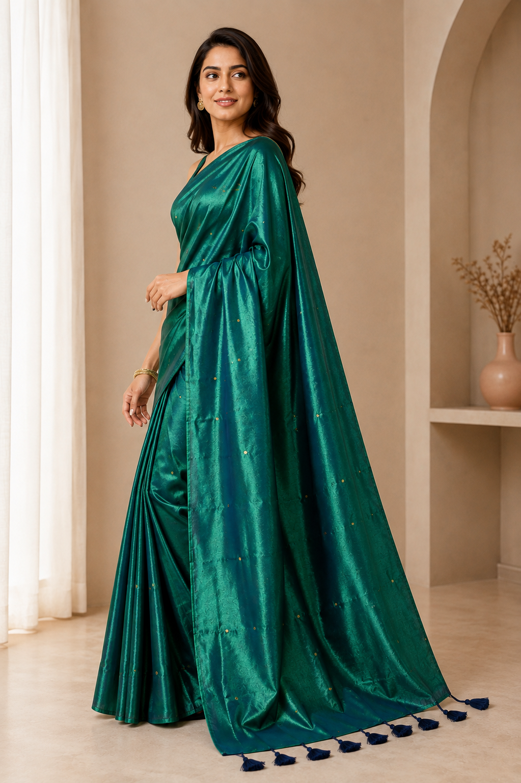 Pure soft Raga Tissue cotton Golden Sequin Saree