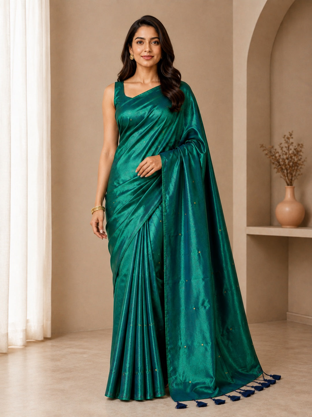 Pure soft Raga Tissue cotton Golden Sequin Saree