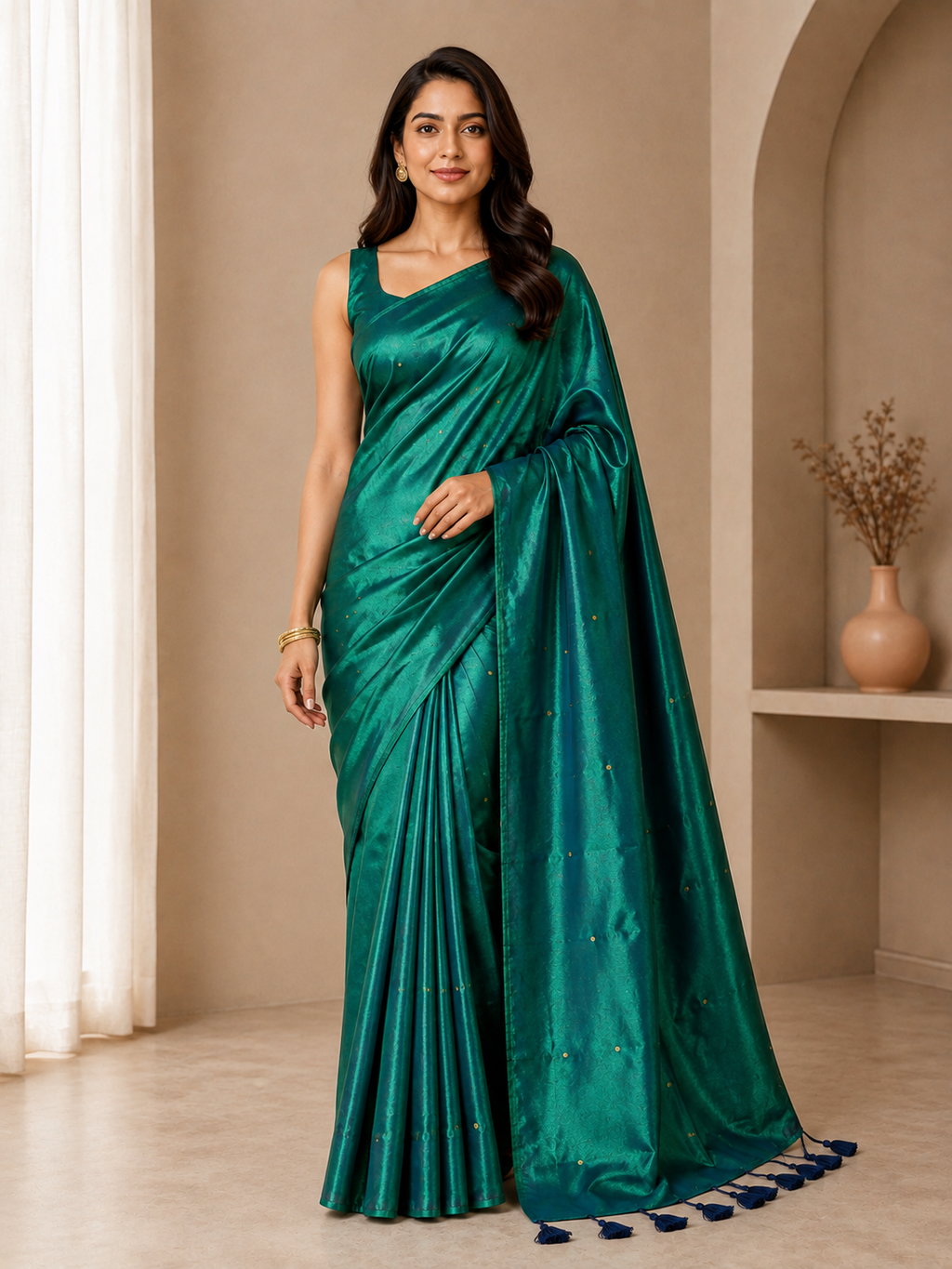 Pure soft Raga Tissue cotton Golden Sequin Saree