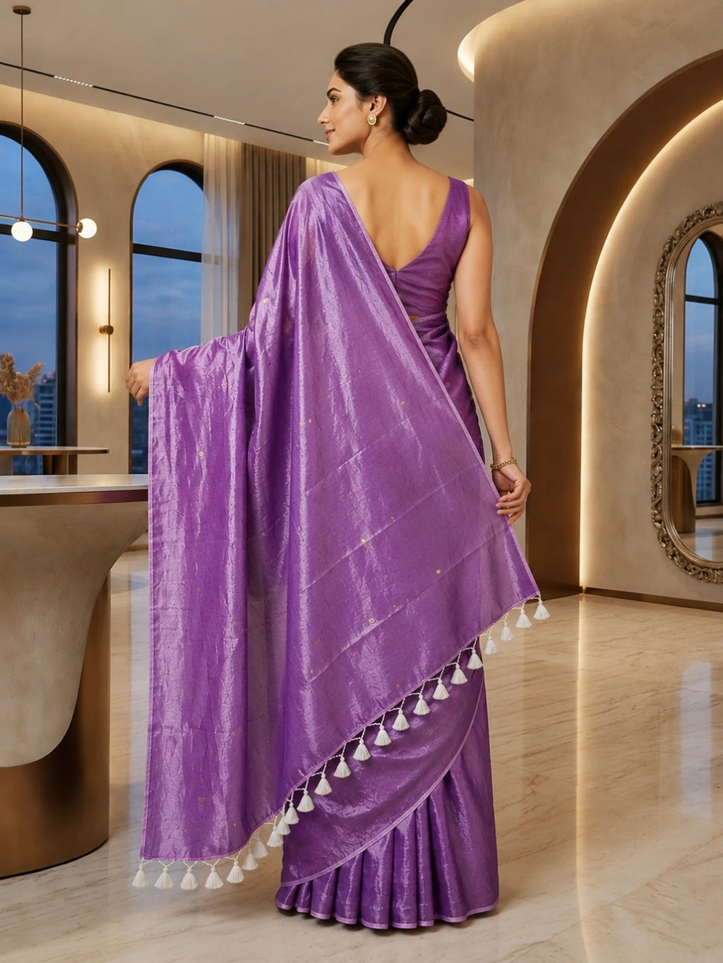 Pure soft Raga Tissue cotton Golden Sequin Saree