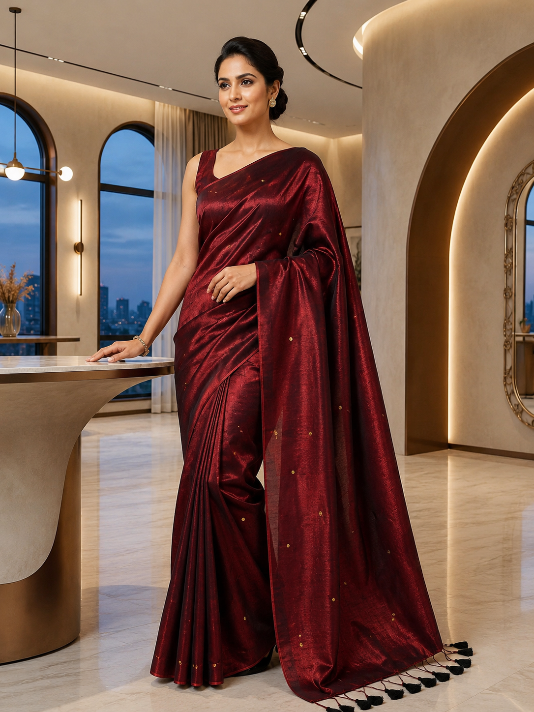Pure soft Raga Tissue cotton Golden Sequin Saree