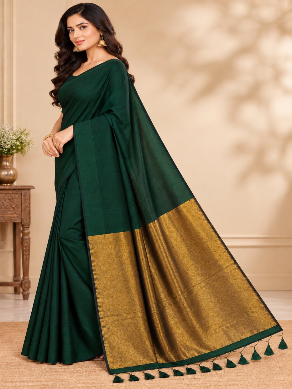 Zari Pure Cotton Designer Khadi Saree