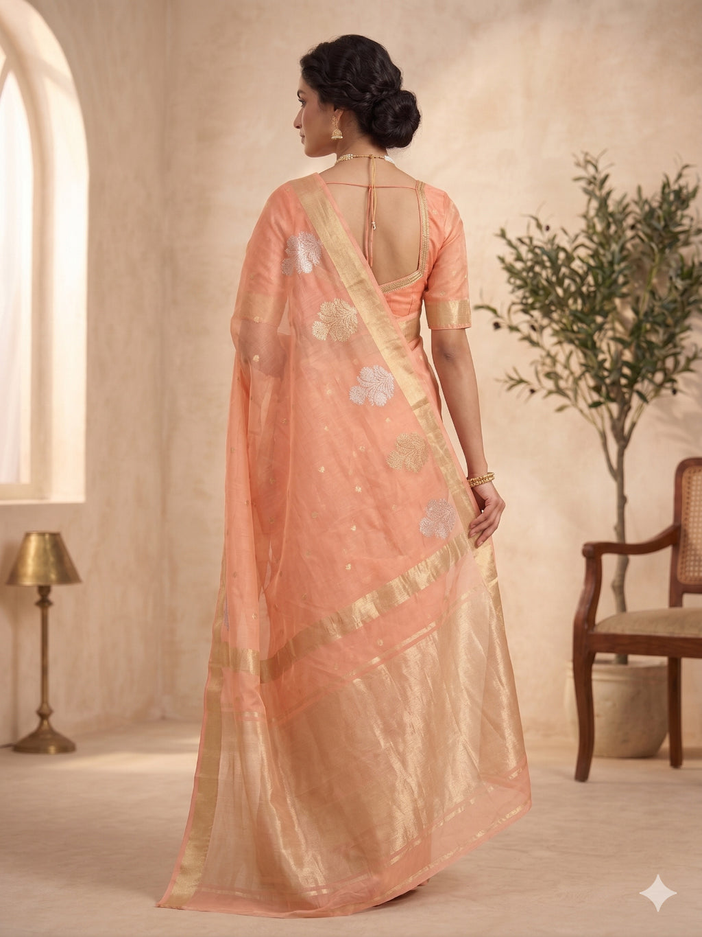 Woven Design Zari Organza Heavy Work Saree