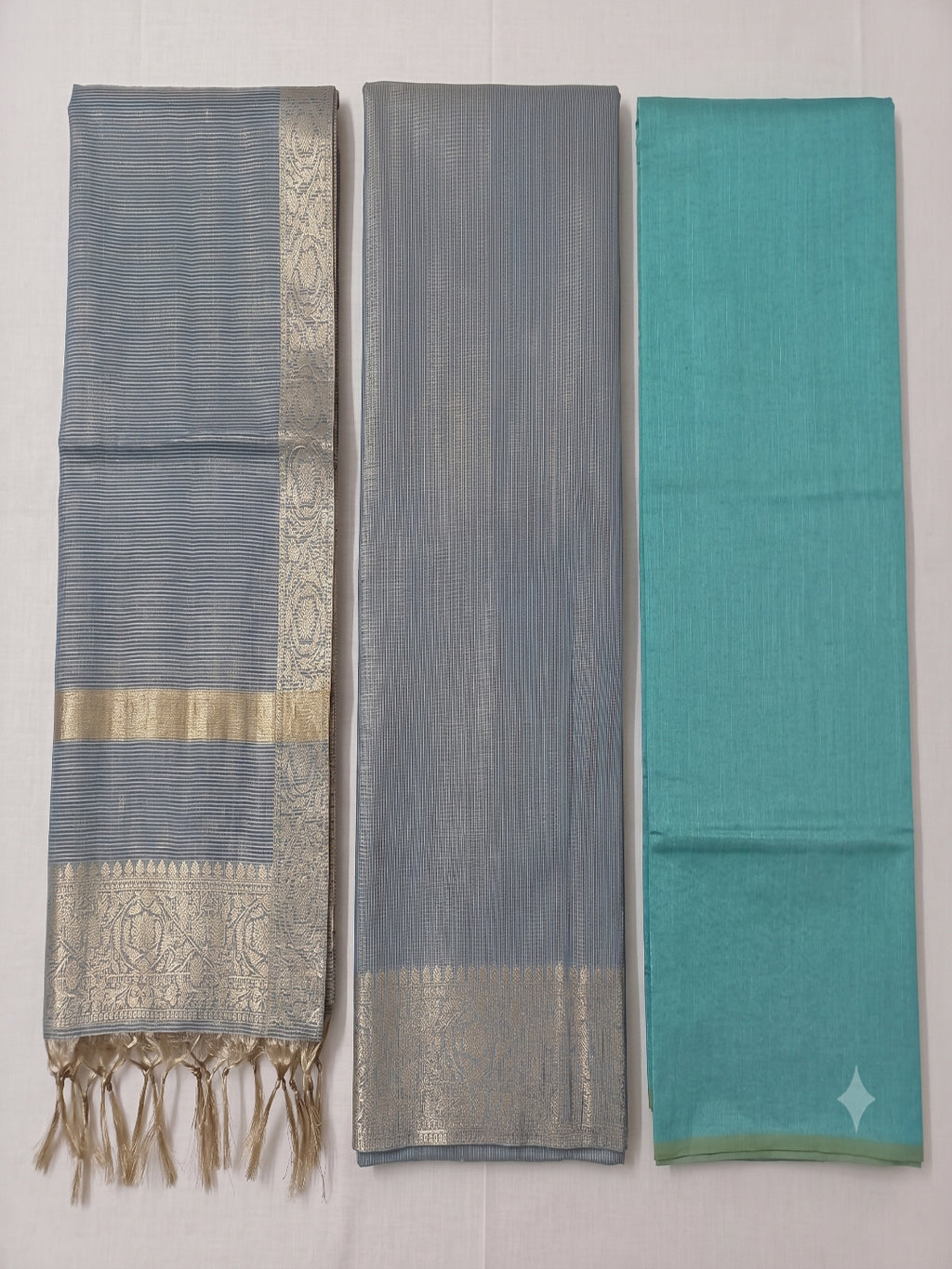 Banarsi tissue Silk 3pc unstitched dress material  Zari weaving border