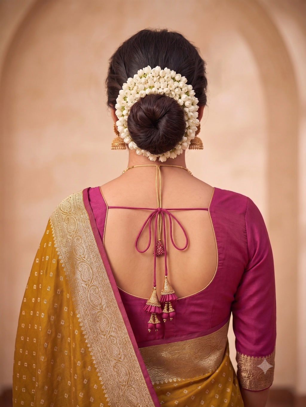 Silk Blend Golden Zari Border Woven Design Saree with Booti/Unstitched Blouse