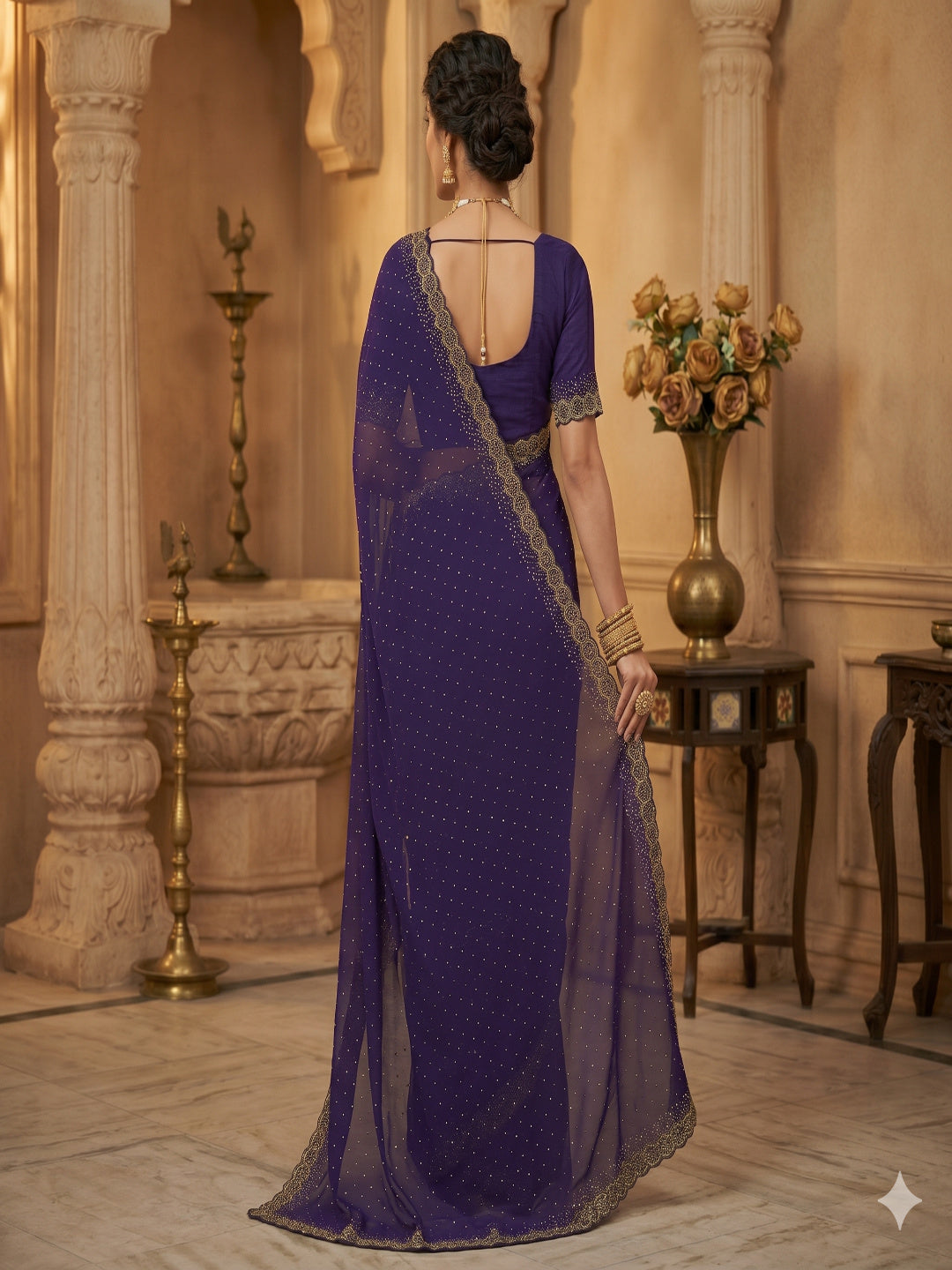Space Silk with Jarkhan Work Swarovski Work Unstitched Blouse
