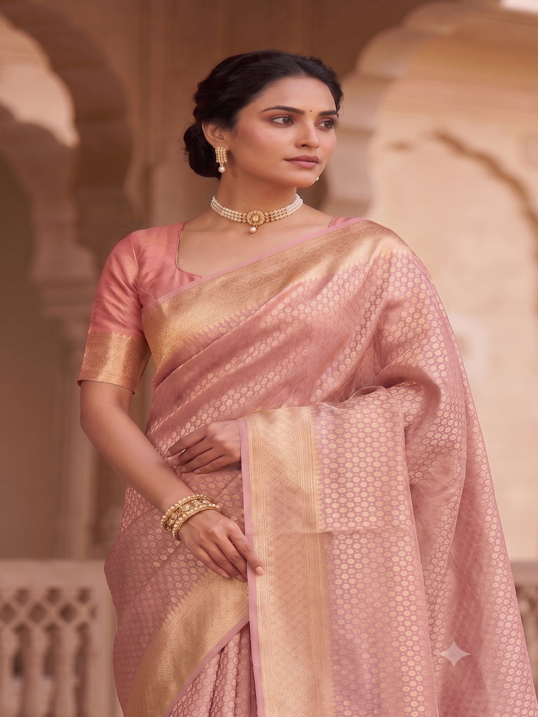 Woven Design Zari Organza Silk Saree