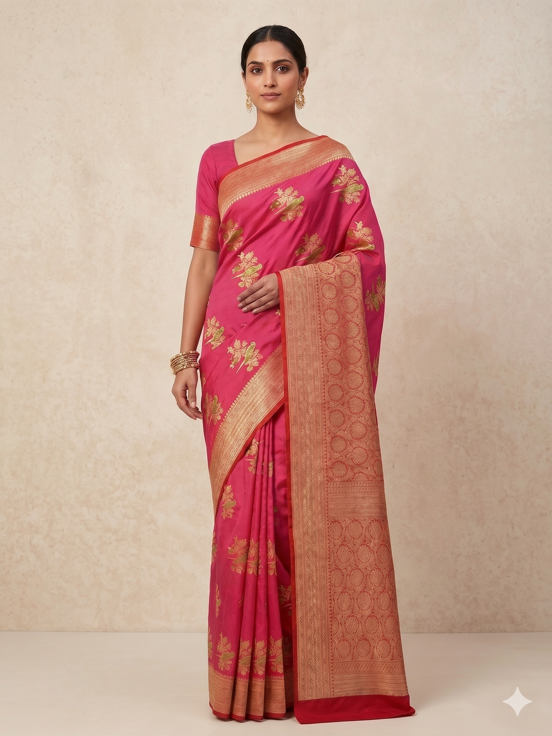 Banarsi soft silk saree, zari weaving with Unstitched Bluse&nbsp;