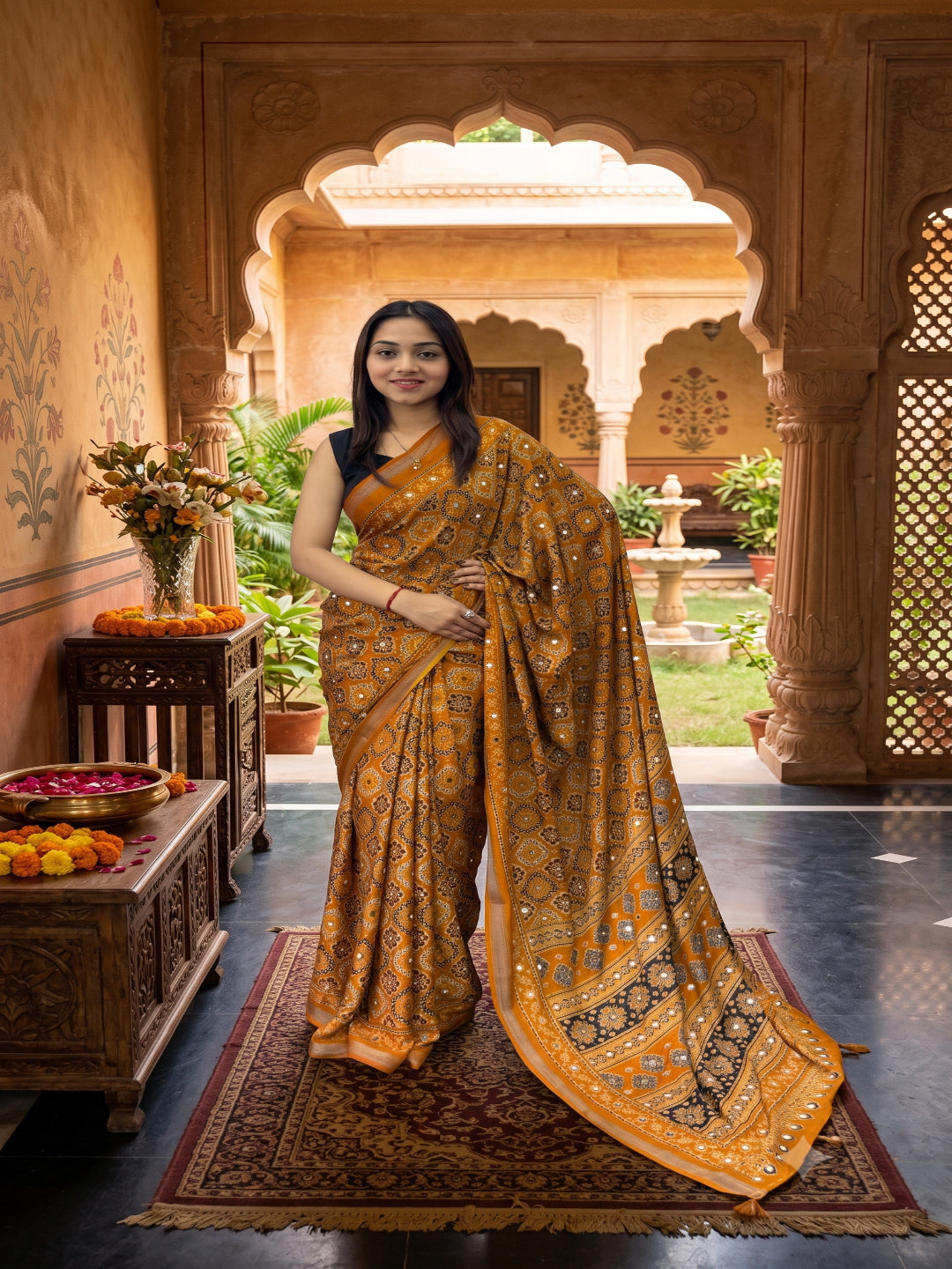Soft Heavy Mall Cotton Mustard Sarees