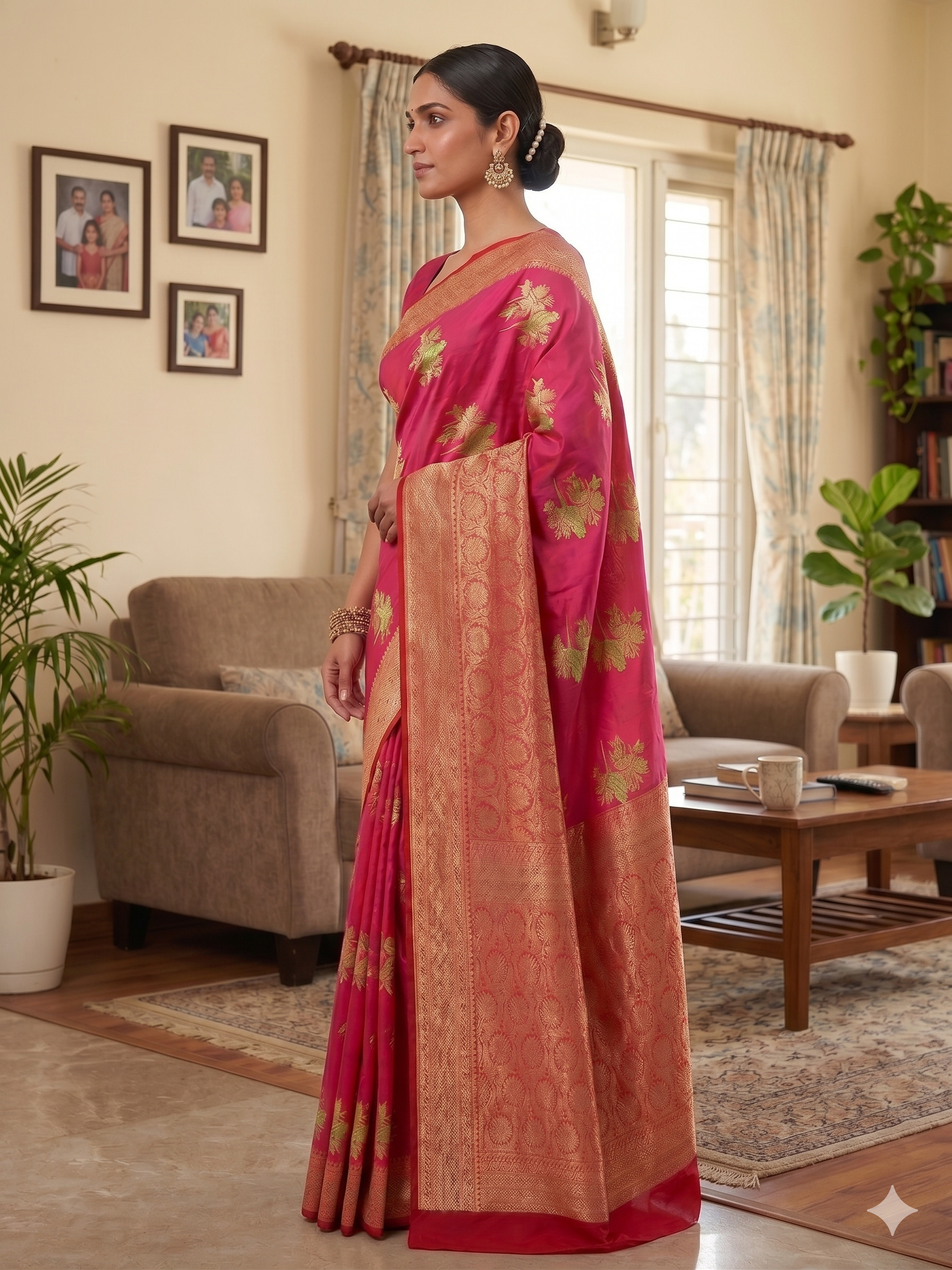 Banarsi soft silk saree, zari weaving with Unstitched Bluse&nbsp;