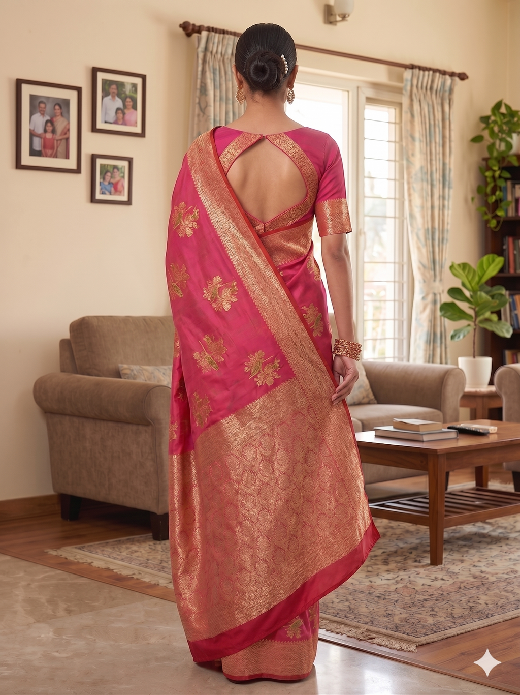 Banarsi soft silk saree, zari weaving with Unstitched Bluse&nbsp;