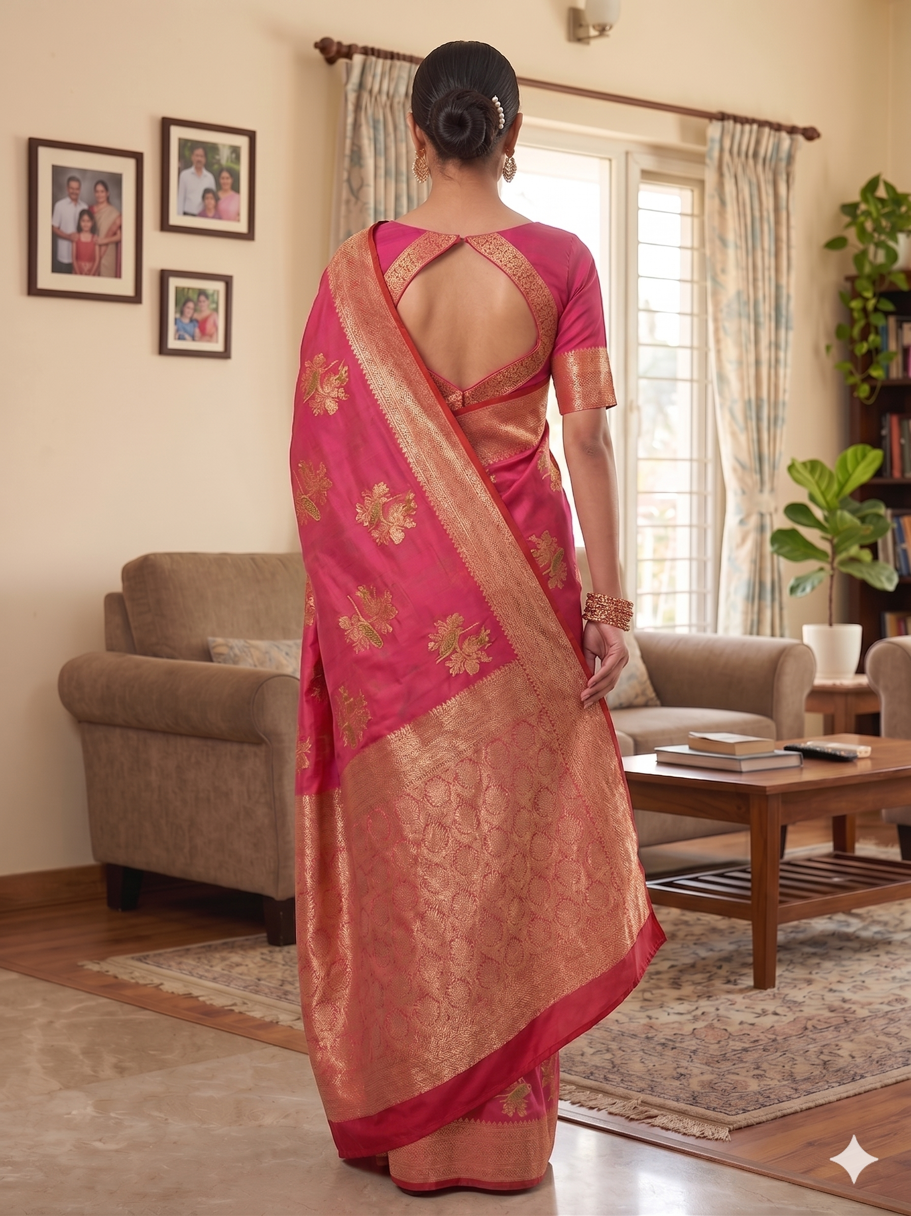 Banarsi soft silk saree, zari weaving with Unstitched Bluse&nbsp;