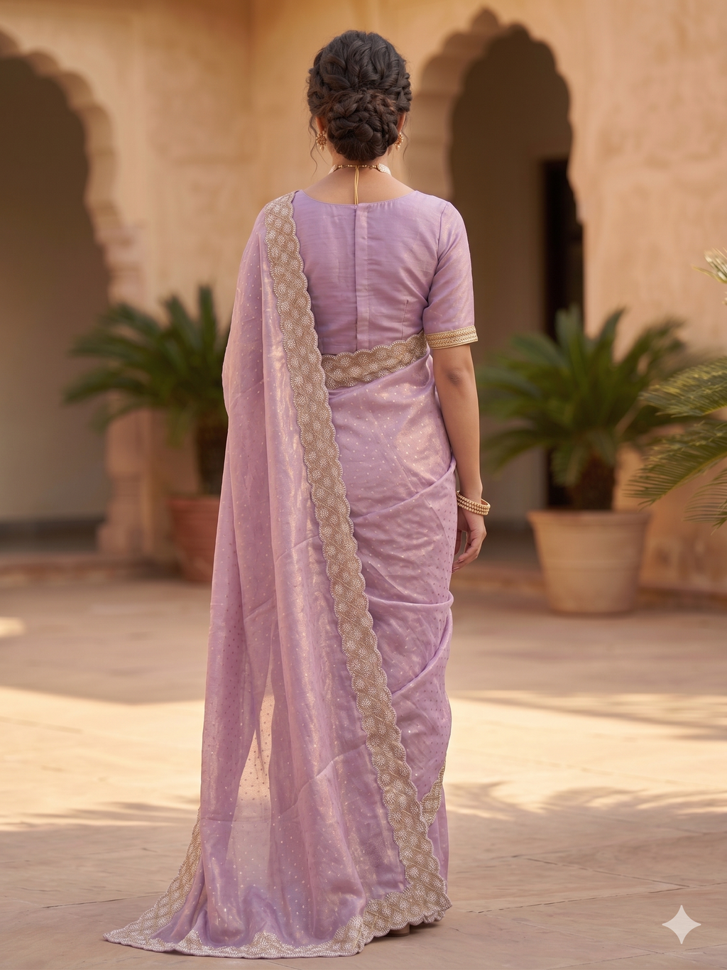 Space Silk with Jarkhan Work Swarovski Work Unstitched Blouse