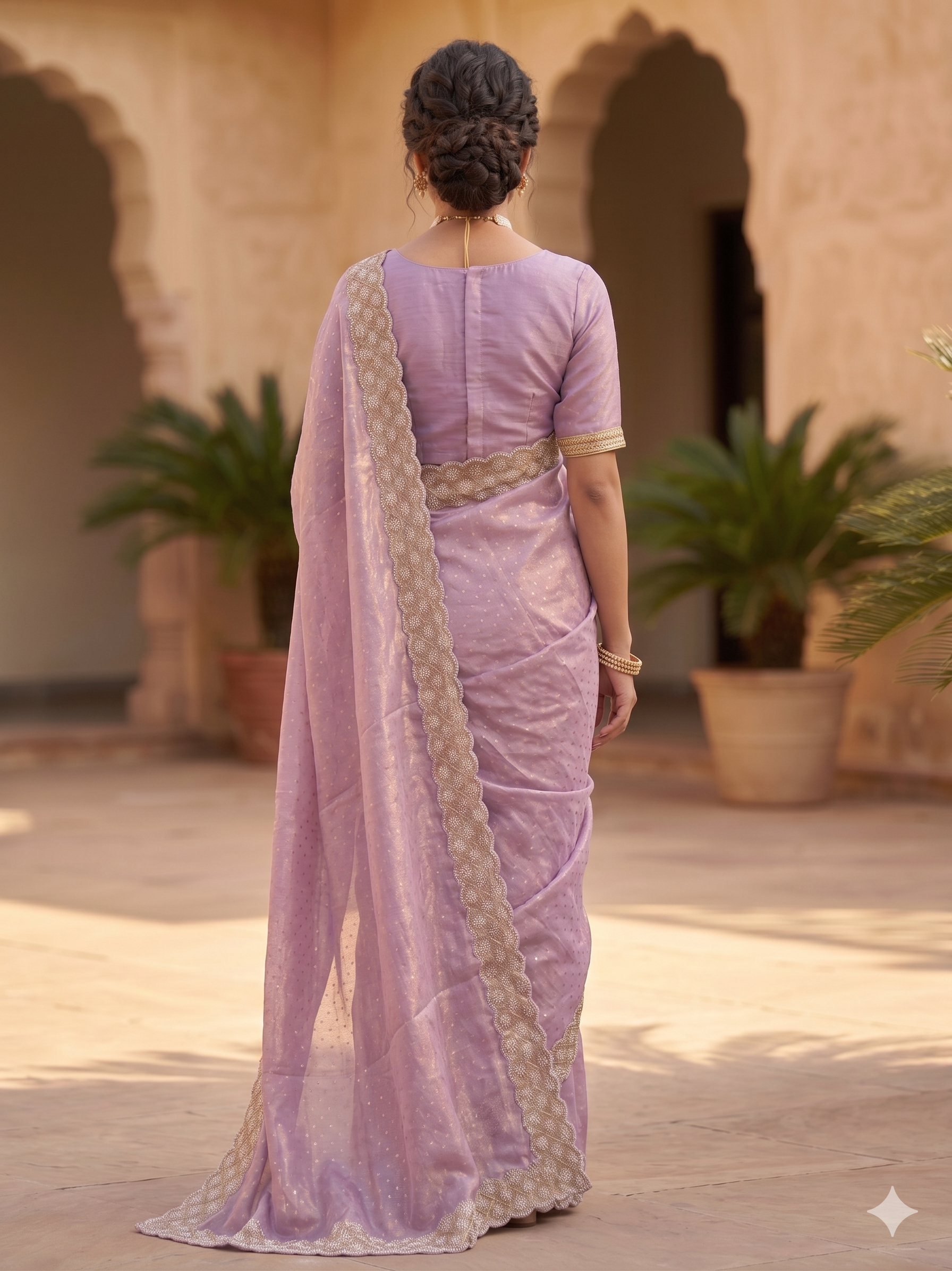 Space Silk with Jarkhan Work Swarovski Work Unstitched Blouse