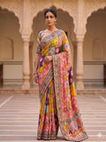 Heavy masakali georgette saree with rajgharana culture digital print and mirror work