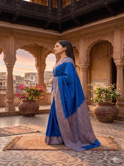 Soft Heavy Mall Cotton Blue &amp; Pink Silk Sarees&nbsp;