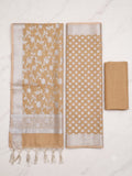 Banarsi Cotton Silk 3pc Unstitched Suit Zari Weaving Suit
