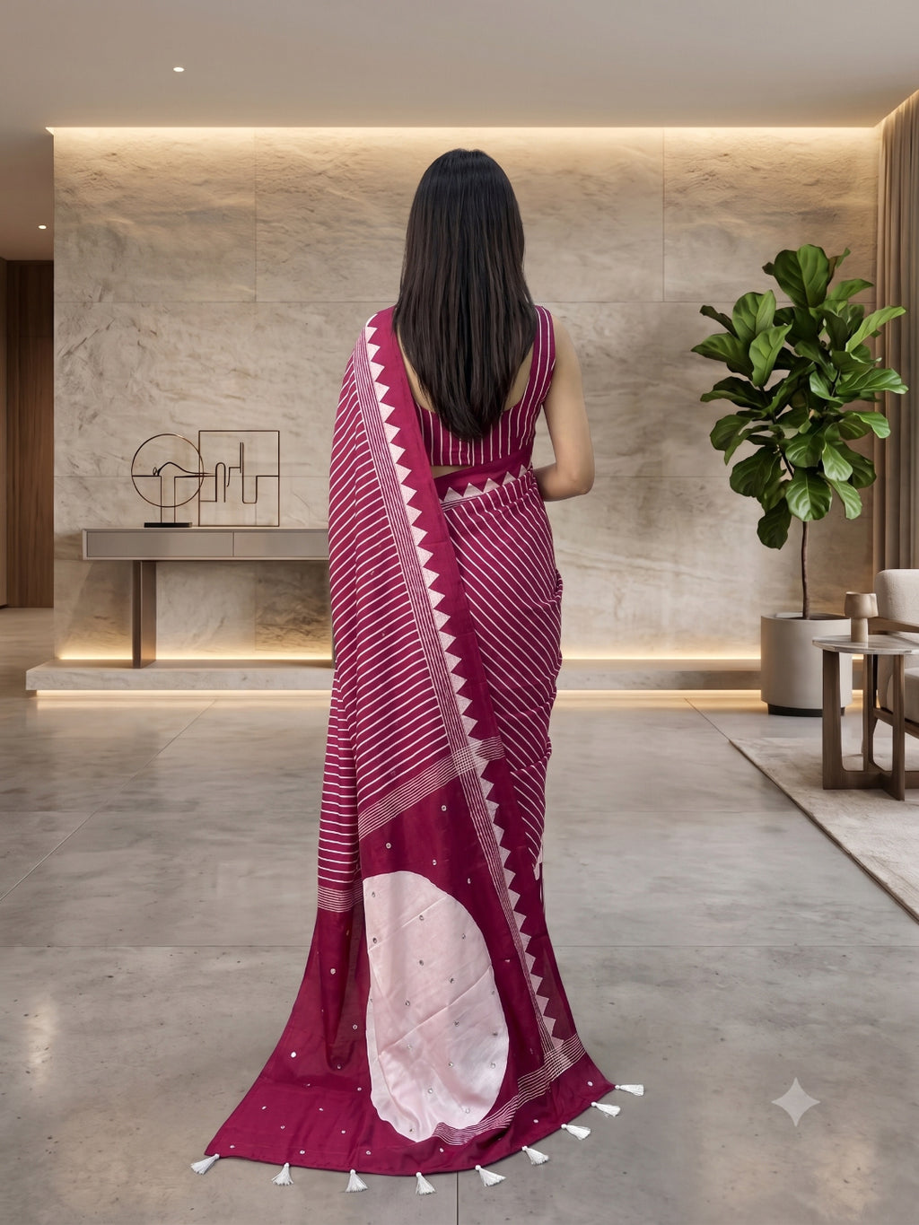 Soft Heavy Mall Cotton Pink & White Silk Sarees