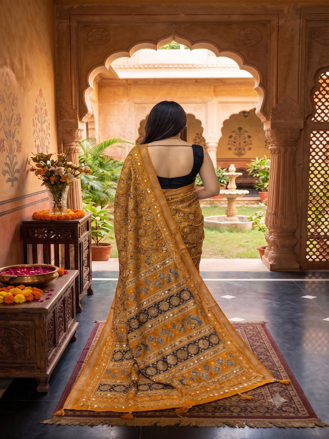 Soft Heavy Mall Cotton Mustard Sarees